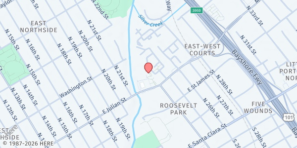 Map showing Healthy Start Early Learning Center at 1149 E. Julian Street, San Jose, CA