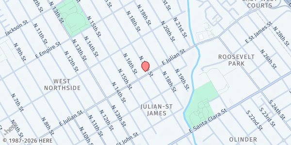Map showing Lighthouse Food Rescue and Distribution at 309 North 17th Street, San Jose, CA