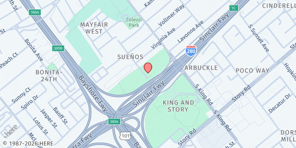 Map showing Rocketship Los Suenos At PAL at 680 S. 34th Street, San Jose, CA