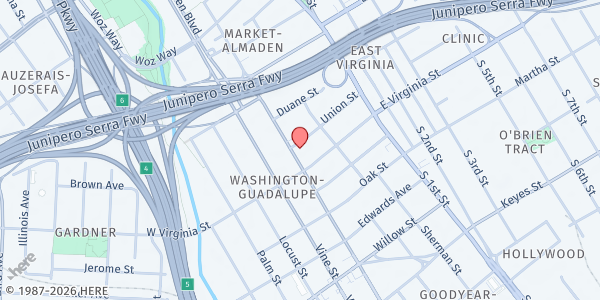 Map showing Santa Maria Urban Ministry of San Jose at 778 South Almaden Ave., San Jose, CA