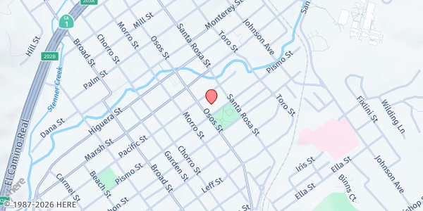 Map showing God's Storehouse at Grace Church - Pantry at 1350 Osos Street, San Luis Obispo, CA