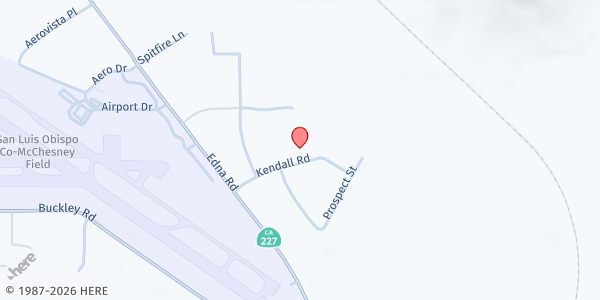 Map showing SLO Food Bank at 1180 Kendall Rd., San Luis Obispo, CA
