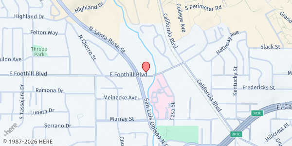 Map showing Zion Lutheran Church Harvest Bag - Pantry at 1010 Foothill Blvd, San Luis Obispo, CA