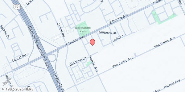 Map showing Advent Lutheran Church at 16870 Murphy Ave., San Martin, CA