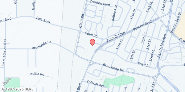 Map showing San Pablo Food Pantry at 2301 Rumrill Blvd Rm 27, San Pablo, CA