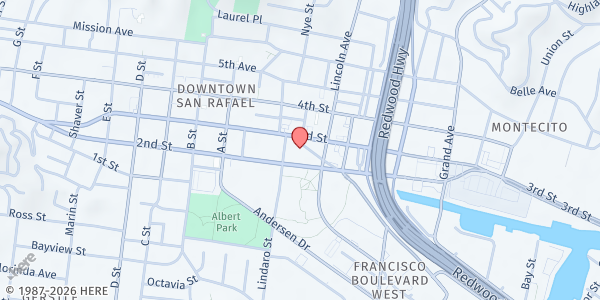 Map showing Ritter Center Community Market at 16 Ritter St, San Rafael, CA
