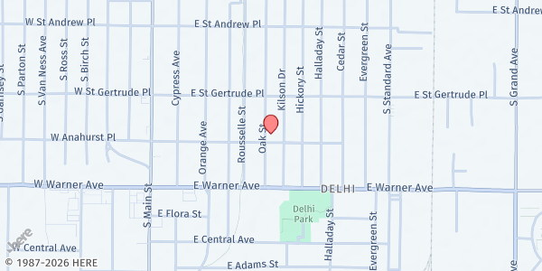 Map showing The Good News Center at 2143 South Oak St., Santa Ana, CA