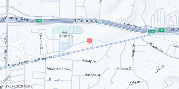 Map showing Foodbank of Santa Barbara County - Main Location at 4554 Hollister Avenue, Santa Barbara, CA