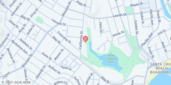 Map showing Boys & Girls Club Santa Cruz County at 250 California St, Santa Cruz, CA