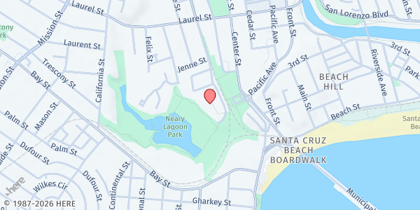 Map showing Neary Lagoon Apartments at 81 Chestnut St., Santa Cruz, CA