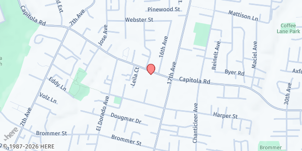 Map showing Santa Cruz Community Health Centers - Live Oak Health Center at 1510 Capitola Road, Santa Cruz, CA