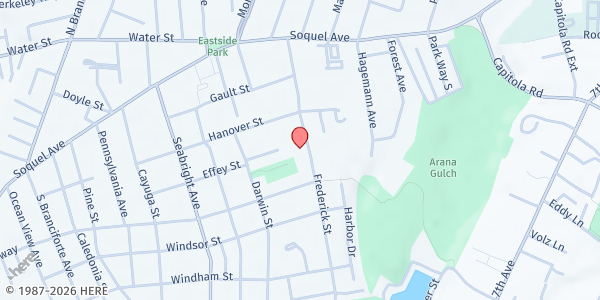 Map showing Star of the Sea Church at 515 Frederick St, Santa Cruz, CA