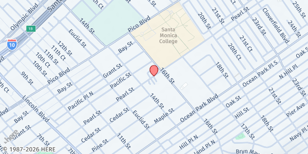 Map showing The Church on Pearl - God's Pearl In Santa Monica at 1520 Pearl Street, Santa Monica, CA