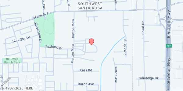 Map showing Amorosa Village at 1300 Pebblecreek Drive, Santa Rosa, CA