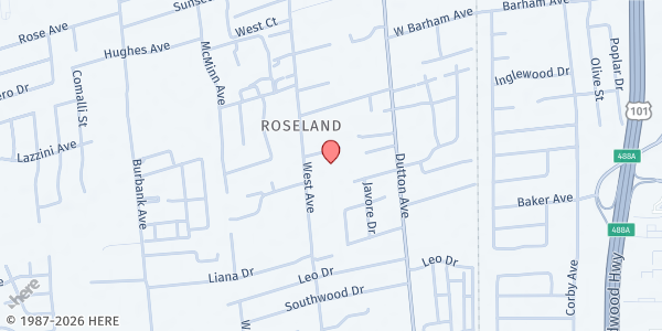Map showing Bayer Park at 1550 West Avenue, Santa Rosa, CA