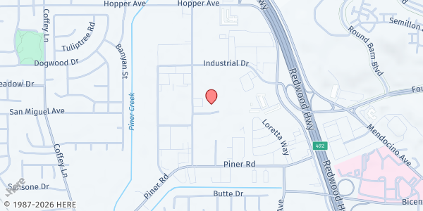 Map showing Catholic Charities of the Diocese of Santa Rosa - Santa Rosa at 987 Airway Ct, Santa Rosa, CA