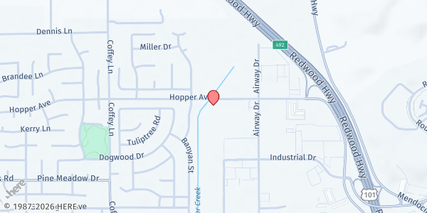 Map showing Christian Family Fellowship Church Food Pantry at 1160 Hopper St., Santa Rosa, CA