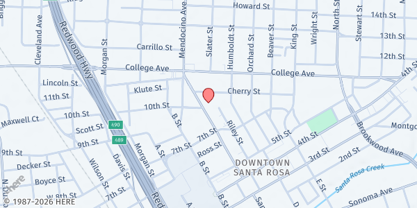 Map showing Church of the Incarnation - Sunday Open Table at 550 Mendocino Ave, Santa Rosa, CA