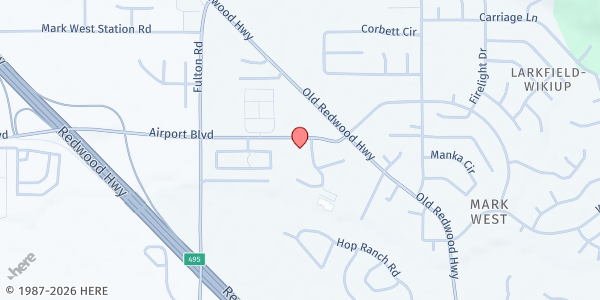 Map showing Fox Pacific Academy at 5297 Aero Drive, Santa Rosa, CA