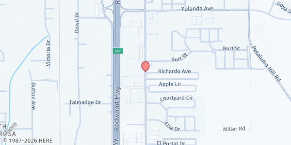 Map showing Lamplighter Mobile Home Park at 2800 Santa Rosa Ave, Santa Rosa, CA