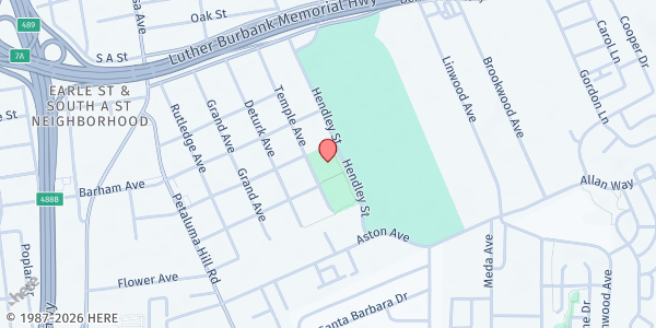 Map showing Martin Luther King Jr. Park at 1208 Hendley St, Santa Rosa, CA