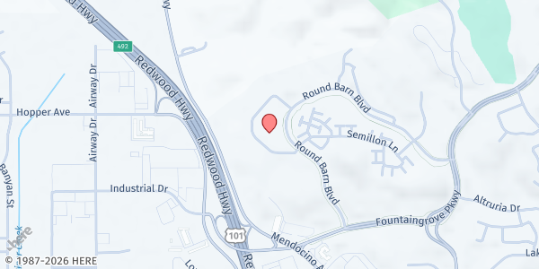 Map showing Providence Round Barn Oncology Center at 3555 Round Barn Circle, Santa Rosa, CA