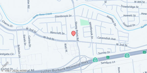 Map showing Resurrection Church at 303 Stony Point Rd, Santa Rosa, CA