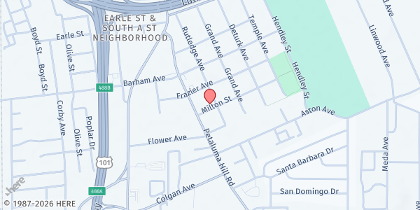 Map showing Roca de Salvacion at 1233 Rutledge Ave., Santa Rosa, CA