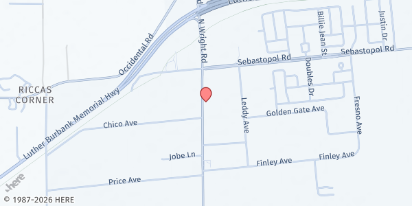 Map showing Santa Rosa Junior College Roseland at 950 S Wright Rd, Santa Rosa, CA