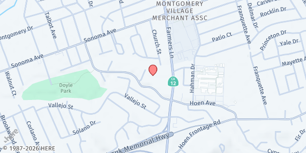 Map showing Santa Rosa Nazarene Church at 1135 Farmers Ln, Santa Rosa, CA
