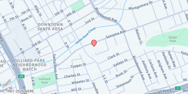 Map showing Santa Rosa Seventh Day Adventist Church at 840 Sonoma Avenue, Santa Rosa, CA
