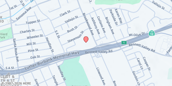 Map showing Santa Rosa Veterans Memorial Building AM at 1351 Maple Ave, Santa Rosa, CA