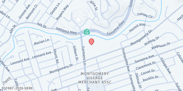 Map showing St. Eugene Cathedral SVdP at 2323 Montgomery Dr, Santa Rosa, CA