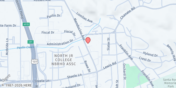 Map showing SVdP The Commons at 2400 Mendocino Ave, Santa Rosa, CA