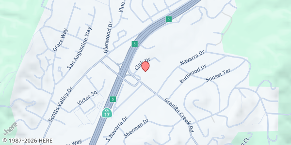 Map showing GateWay Bible Church at 5000 Granite Creek Road, Scotts Valley, CA