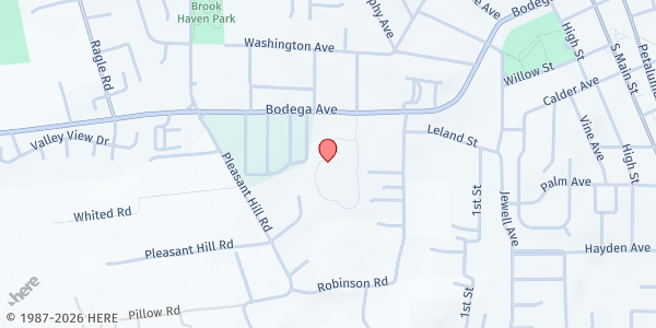 Map showing Burbank Heights Apartments at 7777 Bodega Avenue, Sebastopol, CA