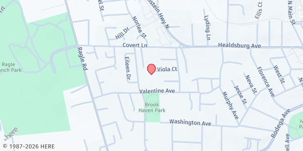 Map showing SVDP St. Sebastian's Parish at 7983 Covert Lane, Sebastopol, CA