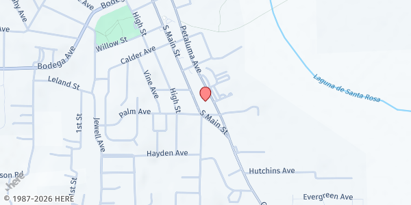 Map showing WCHC Teen Clinic at 652 Petaluma Ave, Sebastopol, CA