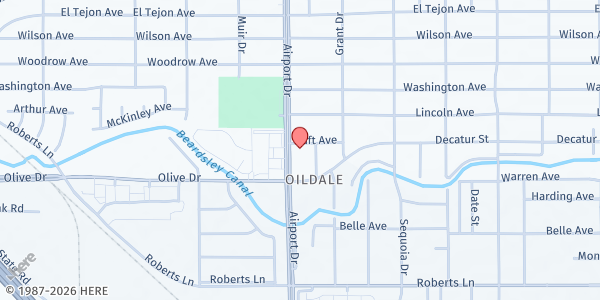 Map showing New Covenant Church at 800 Airport Drive, Seguro, CA