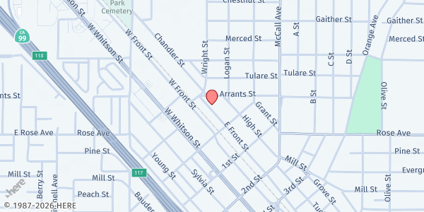 Map showing Ministerio Jordan Nueva Vision at 2150 E Front St, Selma, CA