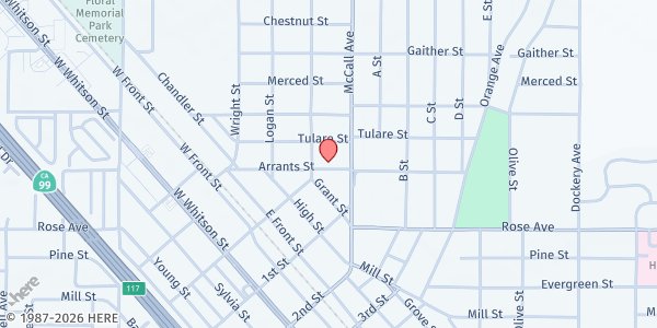 Map showing Pastores En Oracion at 2026 Arrents St, Selma, CA