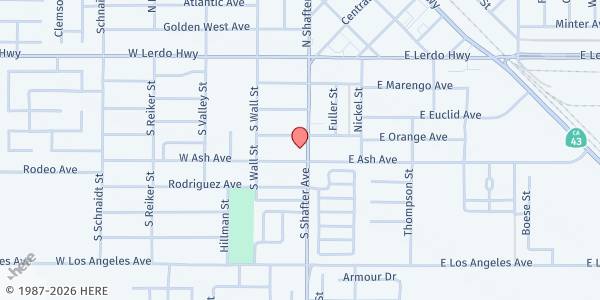 Map showing Jesus Saves International Church at 425 South Shafter Avenue, Shafter, CA