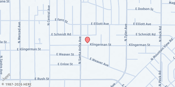 Map showing El Monte Wesleyan Christian Church at 2400 Santa Anita Avenue, South El Monte, CA