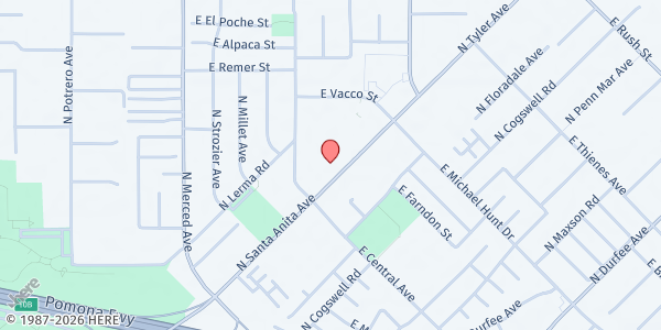 Map showing San Gabriel Valley Service Center at 1441 Santa Anita Avenue, South El Monte, CA