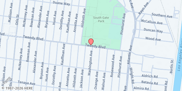 Map showing Margaret Travis (South Gate) Senior Center at 4855 Tweedy Blvd, South Gate, CA