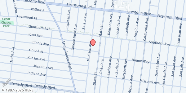Map showing St. Helen Church Food Pantry at 8912 South Gate Ave, South Gate, CA