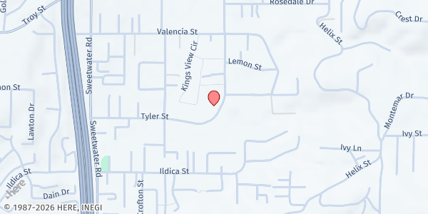 Map showing Heaven's Windows at New Season's Church at 2300 Bancroft Drive, Spring Valley, CA