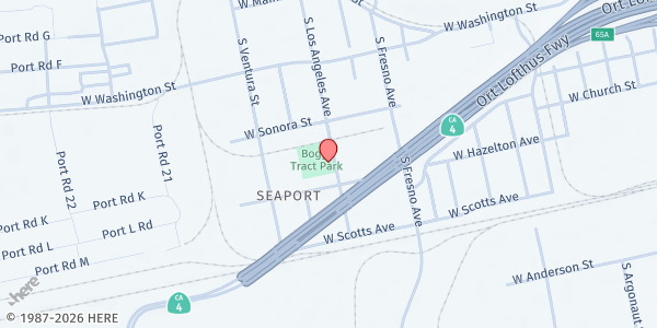Map showing Boggs Tract Community Center at 533 S Los Angeles Ave, Stockton, CA