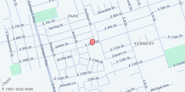 Map showing Bread of Life - Van Buren Elementary School at 1628 E 10th St, Stockton, CA