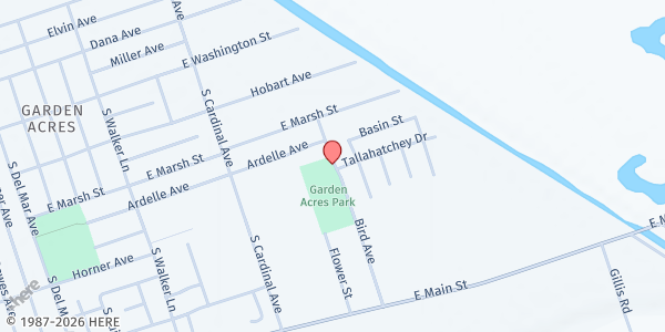 Map showing Garden Acres Community Center at 607 Bird Avenue, Stockton, CA